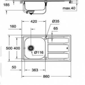 Кухненска мивка от неръждаема стомана К400 / GROHE
