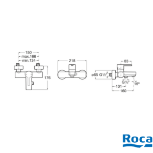 ROCA NAIA A5A0296CN0 СМЕСИТЕЛ ЗА ВАНА-ДУШ