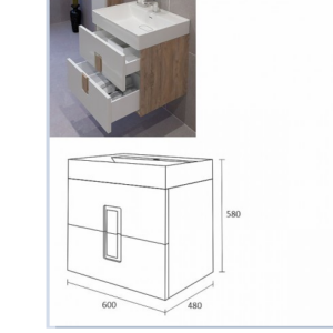 Дърбан Долен шкаф за баня 60 см