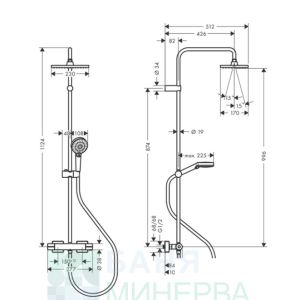 Hansgrohe 26286670 Vernis Shape 230 1jet  Душ система черен мат