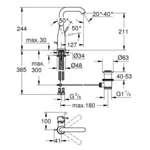 GROHE 32628AL1 ESSENCE NEW brushed hard graphite Смесител за умивалник 1/2 L Размер