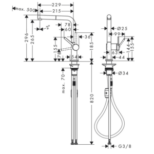 HANSGROHE 72808670 TALIS M54 Кухненски смесител с изтеглящ се чучур Черен Мат