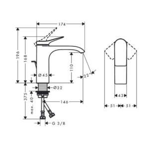 HANSGROHE 75020700 VIVENIS 110 Смесител за умивалник бял мат