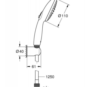 GROHE 261642433 Tempesta 110 слушалка с държач и шлаух черен мат