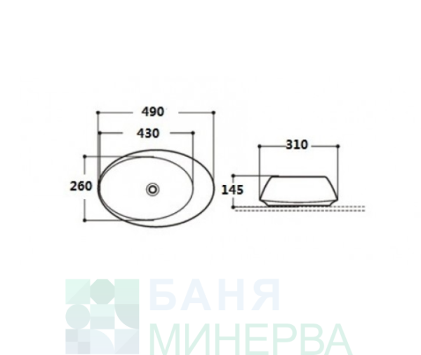 ICB 493W Умивалник 49-31 см за върху плот - Image 2