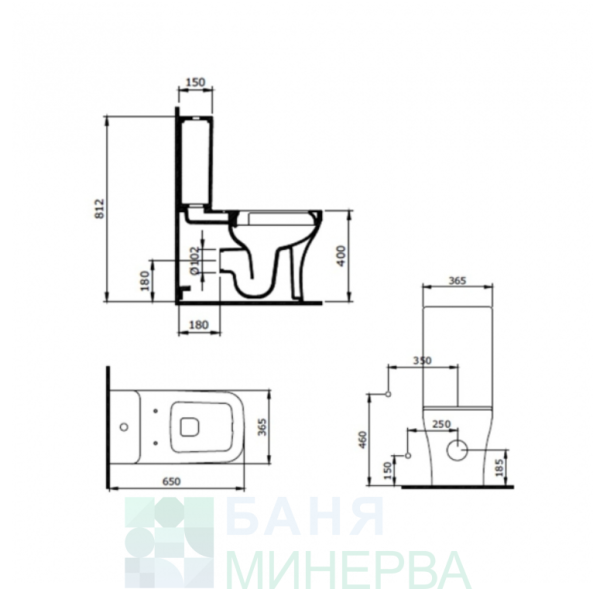 BOCCHI SCALA Rimless Моноблок Черен мат Slim капак - Image 2