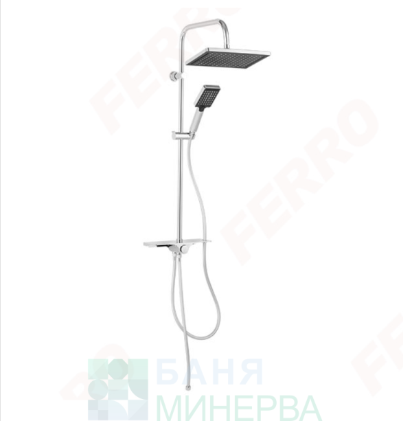 FERRO Kanto Verdeline NP94VL Душ комплект квадратна пита със слушалка без смесител