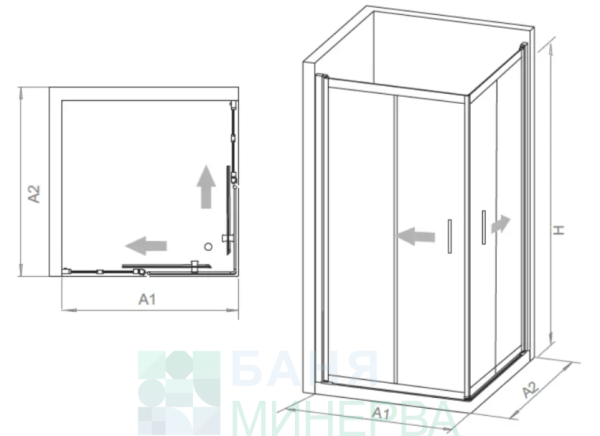 BELLA S 70-70 до 120 см MAT BLACK Квадратна Душ кабина с матирано стъкло и черен обков - Image 2