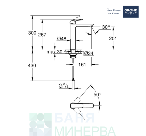 GROHE CUBEO 1017292430 Matt Black Смесител Висок XL Размер без изпразнител - Image 2