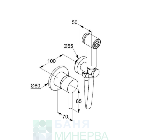 KLUDI BOZZ 389983976 Хигиенен душ Черен мат - Image 2