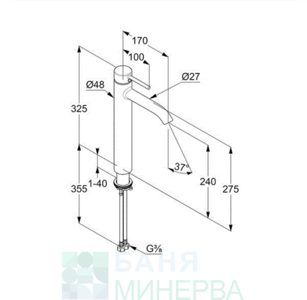 KLUDI BOZZ 382863976 Смесител за умивалник Черен мат Висок - Image 2