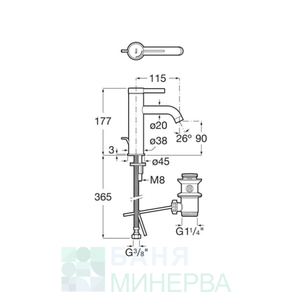 ROCA ONA A5A309ERG0 Смесител за умивалник с изпразнител цвят Rose gold - Image 2