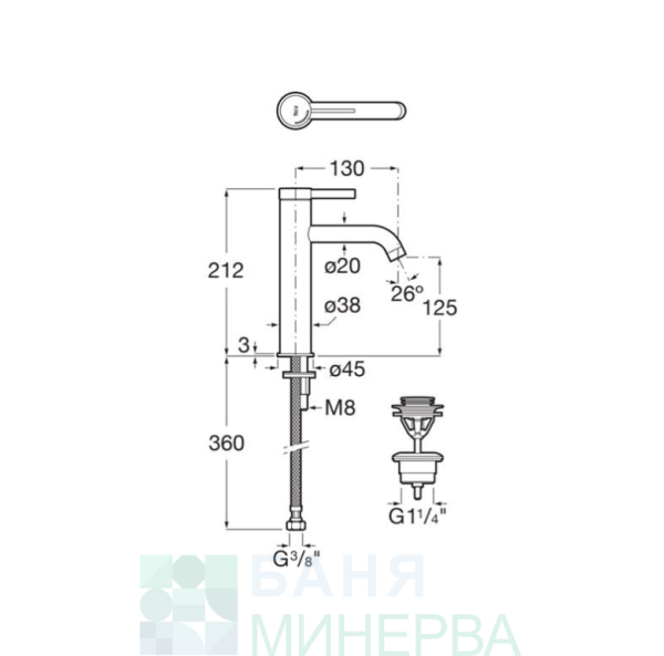 ROCA ONA A5A3C9ERG0 Смесител за умивалник Mezzo с клик-клак Cold Start Rose gold - Image 2