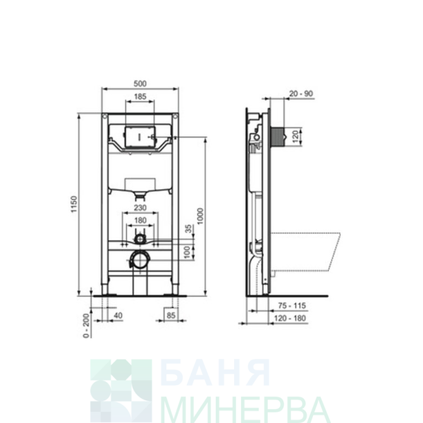 IDEAL STANDARD R052601 Структура за вграждане R027767 + тоалетна чиния Е272701 ПРОМО ПАКЕТ - Image 2