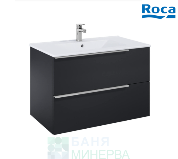ROCA A852019532 Шкаф Elegant plus 80 matt black с 2 чекмеджета и умивалник
