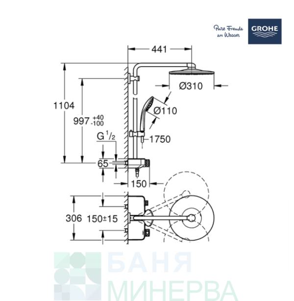 GROHE 22120KF0 Euphoria SmartControl System 310 Duo Душ система с термостат - Image 4