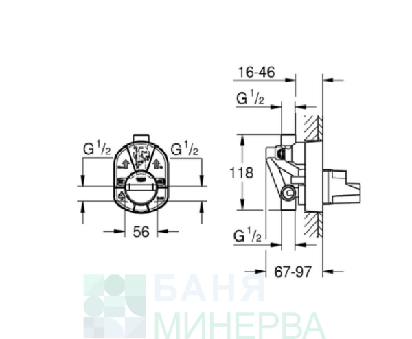GROHE 33963000 тяло за вграждане за едноръкохватков смесител за вана/душ - Image 2