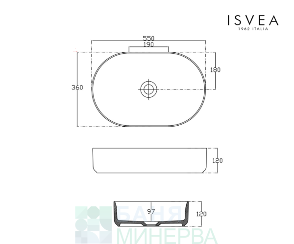 ISVEA INFINITY 10NF65055-2Z BLUE Мивка за върху плот Син Мат 55-36-12 - Image 2