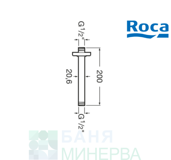 ROCA A5B0550NM0 RAINDREAM държач 200мм от таван за пита BRUSHED BLACK - Image 3