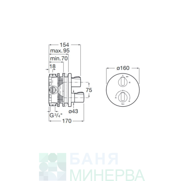ROCA EVERLUX Titanium Black Комплект с Вграден термостатен смесител T-1000 с аксесоари - Image 2
