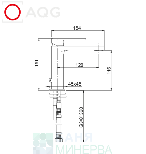 AQG ALPHA 01ALP100NI Satin Nickel Смесител за мивка Сатен Никел - Image 3