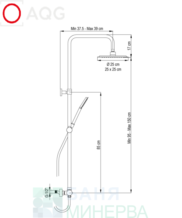 AQG ALPHA 21NITC25ALA11 Satin Nickel Душ колона Сатен никел - Image 2