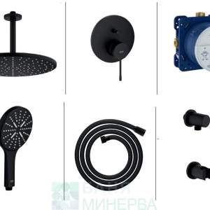 GROHE PHANTOM BLACK Душ система за вграждане с пита от тавана  Rainshower MONO 310 KFO Черен мат