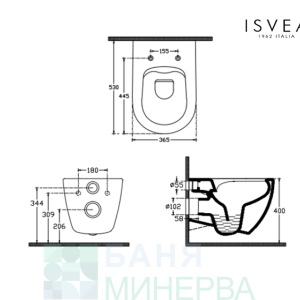 ISVEA INFINITY Конзолна тоалетна чиния White matt Бял мат Комплект с дъска