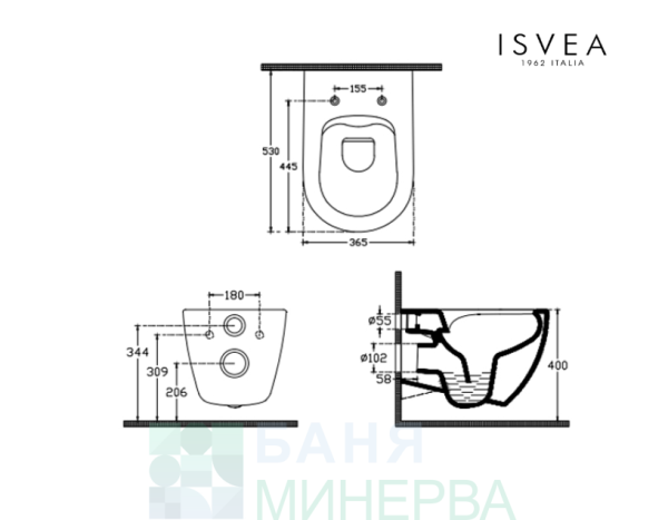 ISVEA INFINITY Конзолна тоалетна чиния White matt Бял мат Комплект с дъска - Image 2
