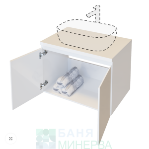 PVC шкаф за баня ЛИБЕРО 60 бял гланц без мивка