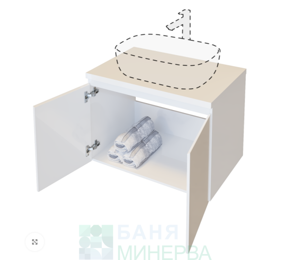 PVC шкаф за баня ЛИБЕРО 60 бял гланц без мивка - Image 2