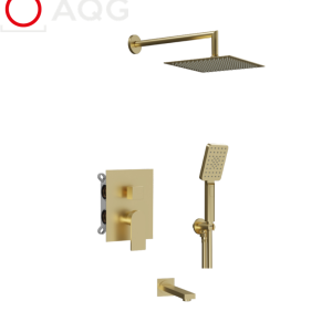 AQG ALPHA EC322 19ALPEC32209 Brushed gold PVD Комплект Душ за вграждане Злато мат с чучур