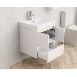 PVC шкаф за баня AMBROGIO-50 9048-50W с умивалник 5053W-51 см