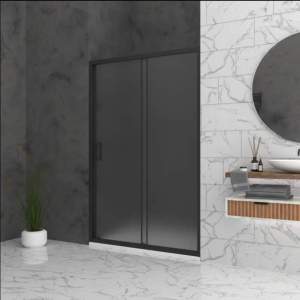 Параван за баня BELLA W1 120-195 с Матирано стъкло и Черен обков
