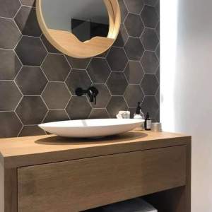 Дървесен шкаф за баня 01648572 с плот за мивка и долна част ниша 100-45 см