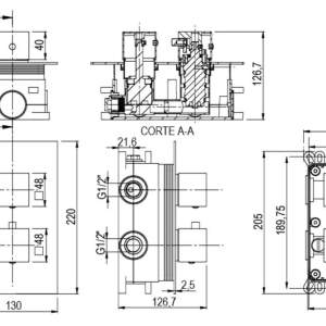 AQG 19QUTEC22805 KIT QU THERM EC228 Термостатна система за вграждане Черен мат Комплект