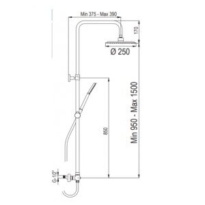 AQG Beta 21NIR25BEA02 Душ колона хром
