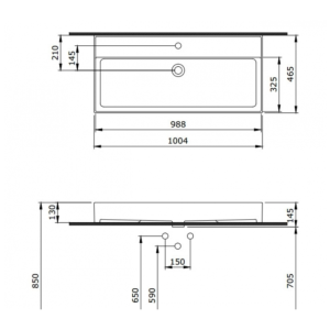 Bocchi Milano slim 100 см Порцеланов умивалник