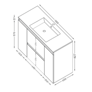 FLEXMEBEL NIDO LINE 100 см F002CDMIL PVC шкаф с порцеланов умивалник