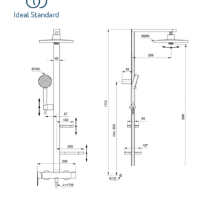 IDEAL STANDARD Ceraflow ALU BD584RO Душ система със стенен смесител Цвят Розе