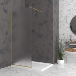 Душ параван Walk In S1T8 с матирано стъкло и златен обков 80-200 см