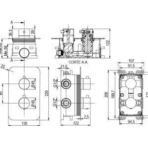 AQG 19AQTER24712 KIT AQUA TERM ER247 GUN METAL PVD Термостатна Душ система за вграждане