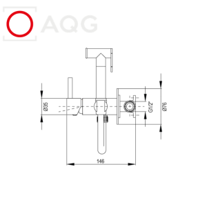 AQG TAUS 34TAU0011220 Gun Metal Хигиенен душ с вграден смесител