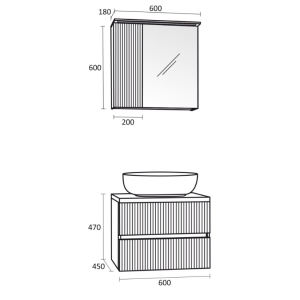 Triano Страйп 60 Комплект шкафове за баня