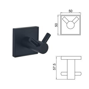 MODENA BLACK MATT Двойна закачалка 3850-2BM INTER CERAMIC