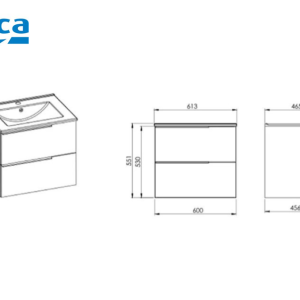 ROCA Elegant Plus ONYX MAT Black Шкаф за баня 60 см две чекмеджета и умивалник A852018531-173714