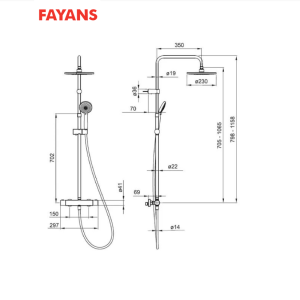 FAYANS CAMELLIA-T Душ колона с термостат Хром WQ3W33670041213