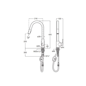 ROCA CALA COLD STAR A5A816EC00 Кухненски смесител с изтеглящ се чучур Хром
