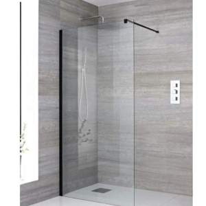 ROCA DISTRICT DF 90 см AMB0109016 Стационарен Параван с Черен профил Прозрачно стъкло 6 мм
