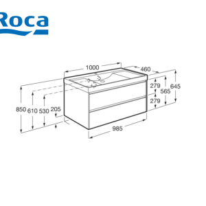 ROCA ONA SAND GREY A851693510 Шкаф с две чекмеджета и умивалник 100 см